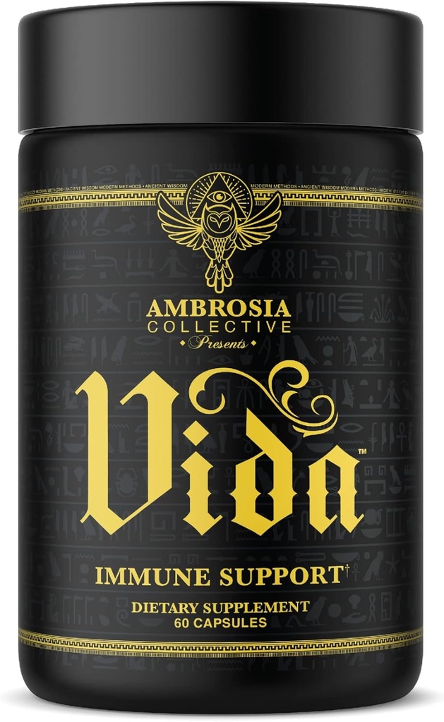 Ambrosia Vida免疫サポート、エルダーベリー、ビタミンC、ビタミンD、亜鉛サプリメント、免疫システムブースター(60カプセル)