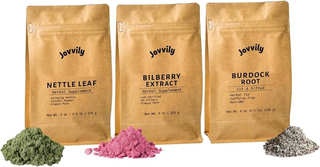 イラクサの葉の粉、Bilberryのエキスの粉、及びBurdockの根の束- 8つのoz -補足及び茶