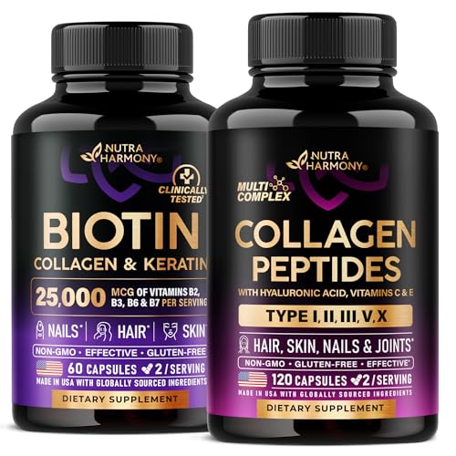 NUTRAHARMONYのビオチン、ケラチン及びコラーゲンのカプセル