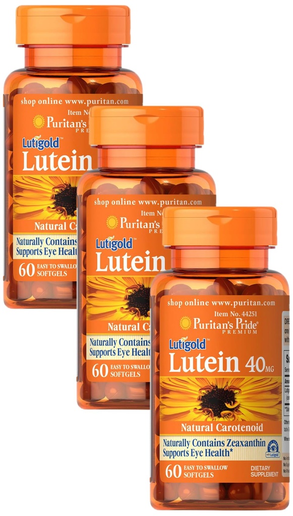 ゼアキサンチンとPuritan's Pride Lutein 40 Mgは、目の健康をサポートするのに役立ちます*、全豆、60 Ct、(パッケージ3)