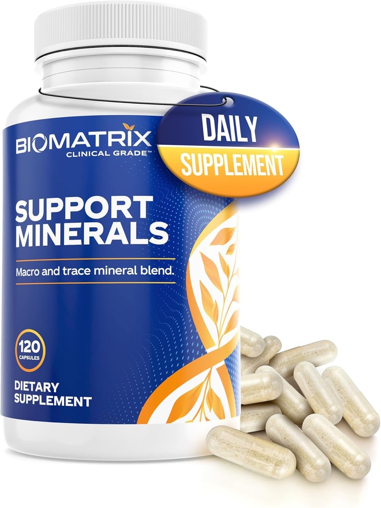 BioMatrix Mineral Supplement for Men and Women, Chelated Minerals | Iron-Free, Calcium, Magnesium, Copper, Zinc, Vitamin D, Iodine | Veggie Caps, 30-Day Supply