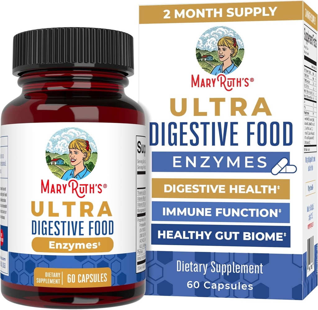 MaryRuth Organics Ultra Digestive Enzymes カプセル | 最大2ヶ月の供給 | Gut Health サポートのサプリメント | 消化・免疫 アミラーゼ対応 | ライパーゼ & ラクターゼ | ヴィーガン | 60カウント