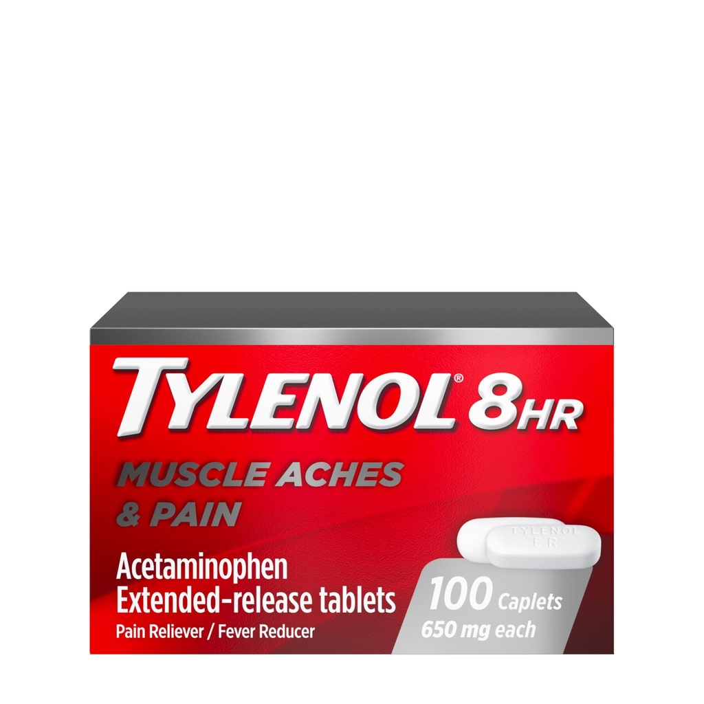 Tylenol 8時間のアセトアミノフェン650のmgの延長解放の小冊子、速い代理のBi層の設計、筋肉、接合箇所、背部及び関節炎の痛みのための速い及び長続きがする痛みの軽減、熱心な減力剤、100の計算