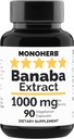 MONOHERBバナナエキス1000mg - 90ベジタリアンカプセル - 2%コロソ酸