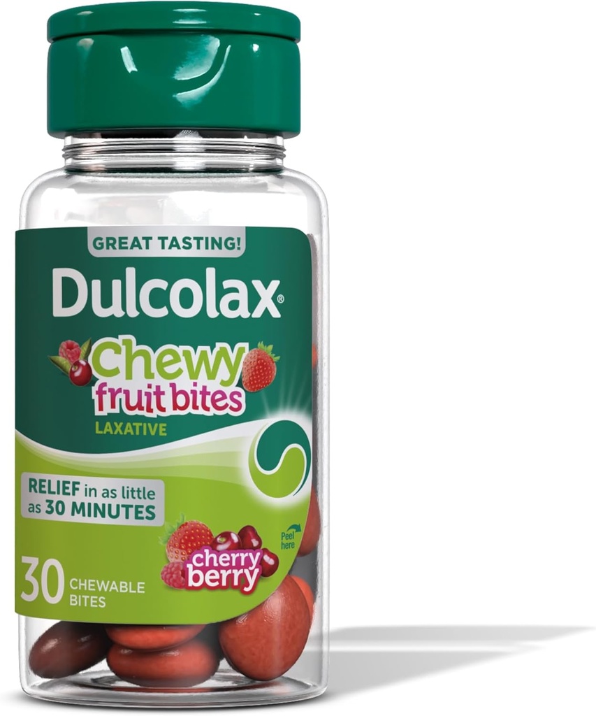 Dulcolax Saline Laxative Chewy フルーツ ビット、高速作用の Laxative 及び穏やかな便秘の救助、チェリーの果実味、酸化マグネシウム 600 の mg、30 の計算