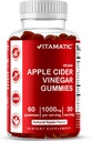 Vitamatic AppleのサイダーのVinegarのガミー - サービングごとの1000mg - 60ビーガンガミー - Detox、減量サポート、エネルギーブースト、消化及び腸の健康のためのACVガミー