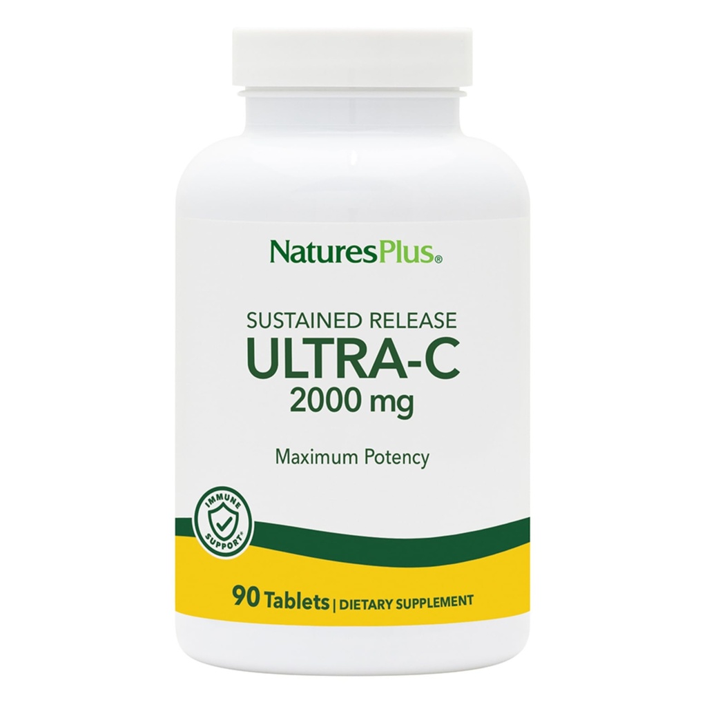 NaturesPlus Ultra-C 2000 mg - 90錠、ローズヒップとビタミンC - 免疫&抗酸化サポート - ベジタリアン、グルテンフリー - 180サービング