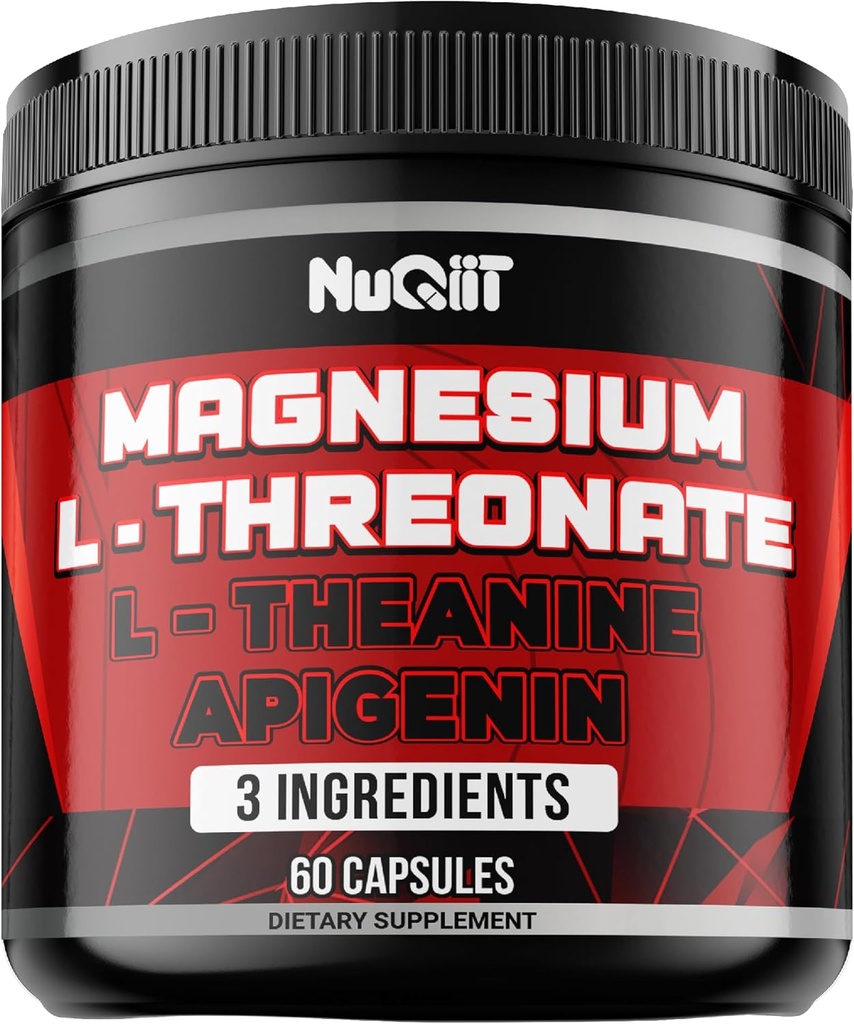マグネシウムL-Threonate、L-テアニン、アピゲニンサプリメント - 60カプセル - 集中、快適な心と脳の健康のための印象的な利点 - 10% 元素マグネシウム