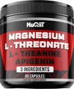 マグネシウムL-Threonate、L-テアニン、アピゲニンサプリメント - 60カプセル - 集中、快適な心と脳の健康のための印象的な利点 - 10% 元素マグネシウム