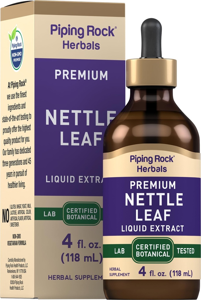パイピングロックネトルリーフエキス | 4 Fl Oz | プレミアム液体 | 認定ハーブボタニカルチンキ | アルコールフリードロップ | ウルチカダイオカ | ベジタリアン | GMO・グルテンフリーサプリメント