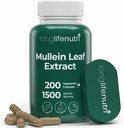 LongLifeNutri Mulleinの葉1500mg 10:1のエキス- 200のベジタリアンのカプセル、有機性Mulleinの葉の粉からの、螺線形の心配のための草の補足、2か月の供給、非GMOのGMPは、米国で作られました