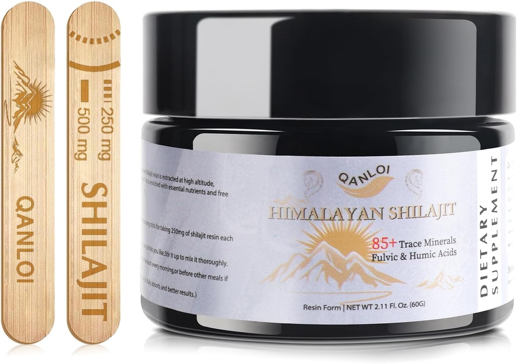 Shilajit for Men-Natural Shilajit Resin with Humic and Fulvic Acid Supplement, Himalayan Shilajit Resin-120 Serving/60g (500mg)