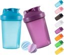 シェーカーボトルプロテインシェイクスと16オンス/400MLシェーカーボトルウィスクボール、ノンBPAプラスチック(Blue+Purple(2PCS))