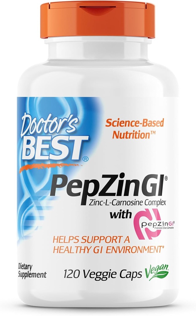 Doctor's BEST Digestive Enzymes Non-GMO 90 Veggie Caps & PepZin GI Zinc-L-Carnosine Complex 120 Veggie Caps