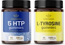 HERBAMAMA L-チロシンと脳サポートキット - 200 mg 5-HTP & 1000 mg L-チロシングミ - ビーガン, 非GMO, ゼラチンフリー - 2パック