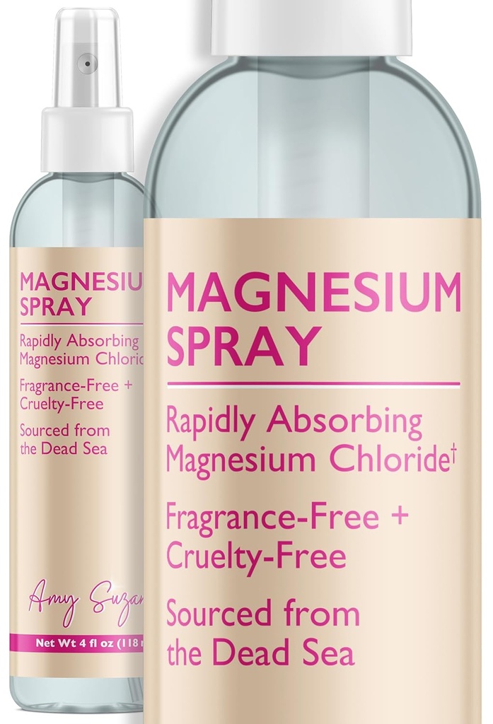Magnesium Spray - Oil-Free, Fragrance-Free Pure Magnesium Chloride Sourced from the Dead Sea - Fast-Absorbing, Vegan Topical Mist Magnesium Spray for Feet or Legs, 4 oz