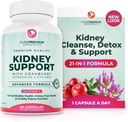 PurePremium Kidney Support Supplement – Kidney Cleanse Detox & Repair with Cranberry Extract & Astragalus - 21-in-1 Complex Supports Normal Bladder, Urinary Tract & Kidneys Health - 60 Day Supply