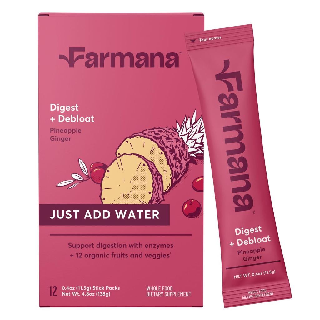 解体と毎日の消化ドリンクミックス - 消化酵素、プレバイオティクス、有機スーパーフードとアンチブロッキングとガット健康サプリメント - デトックスとデブロート - パイナップルジン風味