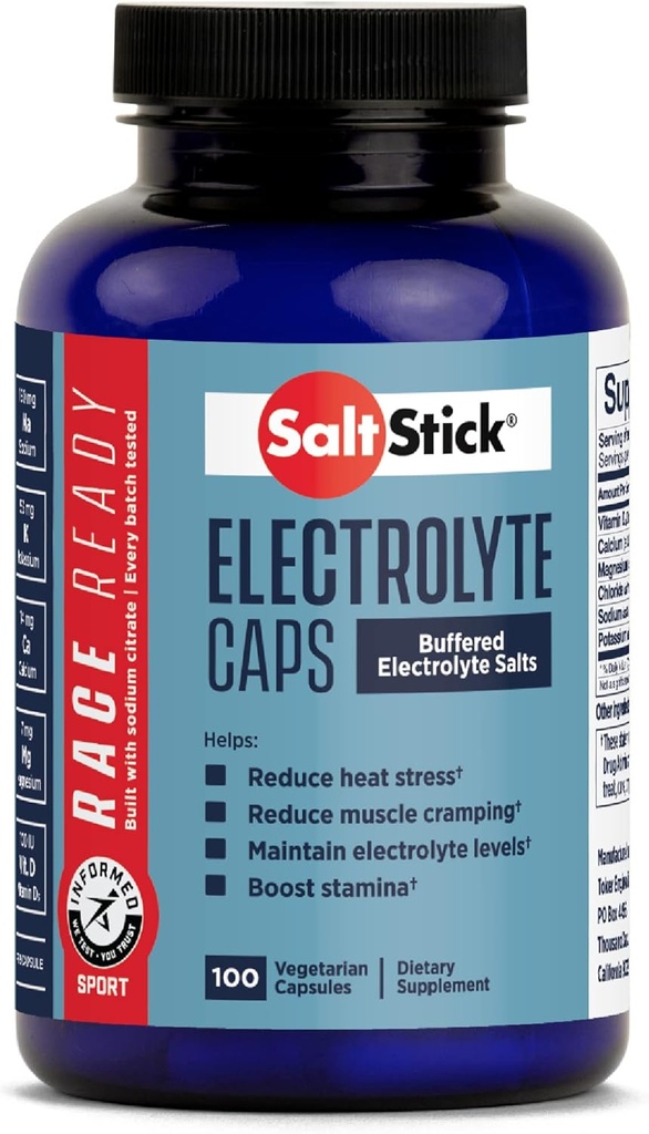 SaltStick Race Ready Electrolyte Capsules | Informed Sport Certified Electrolytes | Salt Pills/Tablets for Running | Sports Nutrition Hydration, Helps Reduce Muscle Cramps | 100 Capsules
