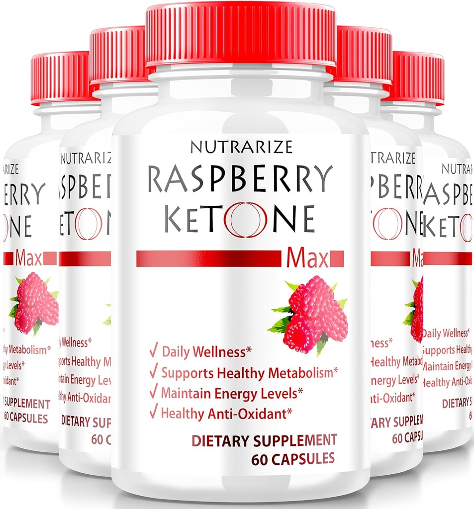 (5 Pack) Raspberry Ketone Capsules, Official Raspberry Ketone For Weight Loss, All-Natural Keto Formula to Unlock Your Body and Fitness Goals, RaspberryKetone 1200MG Supplement, Reviews (300 Capsules)