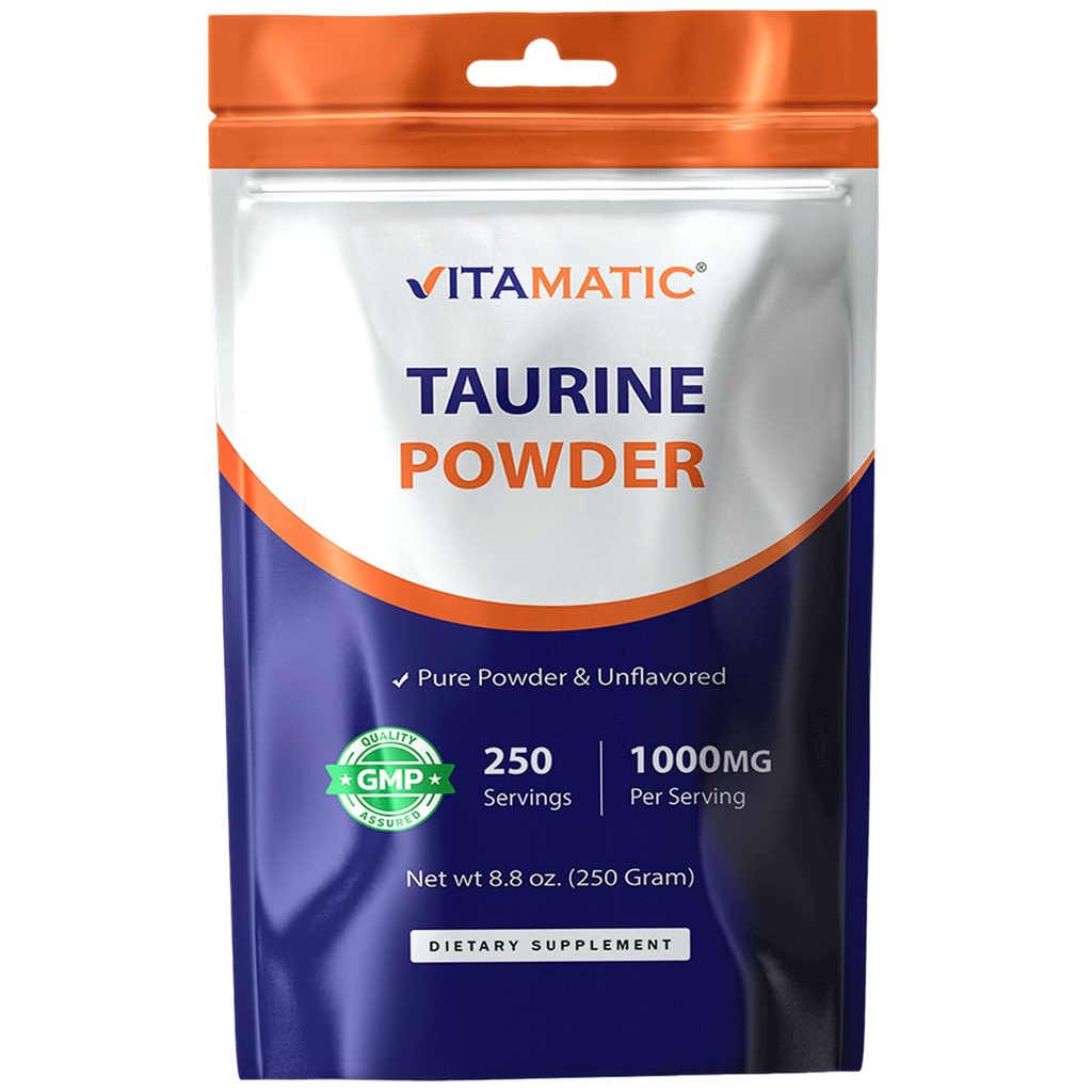 Vitamaticの純粋なタウリン1000mg 250のサービング-非GMO、グルテンフリー