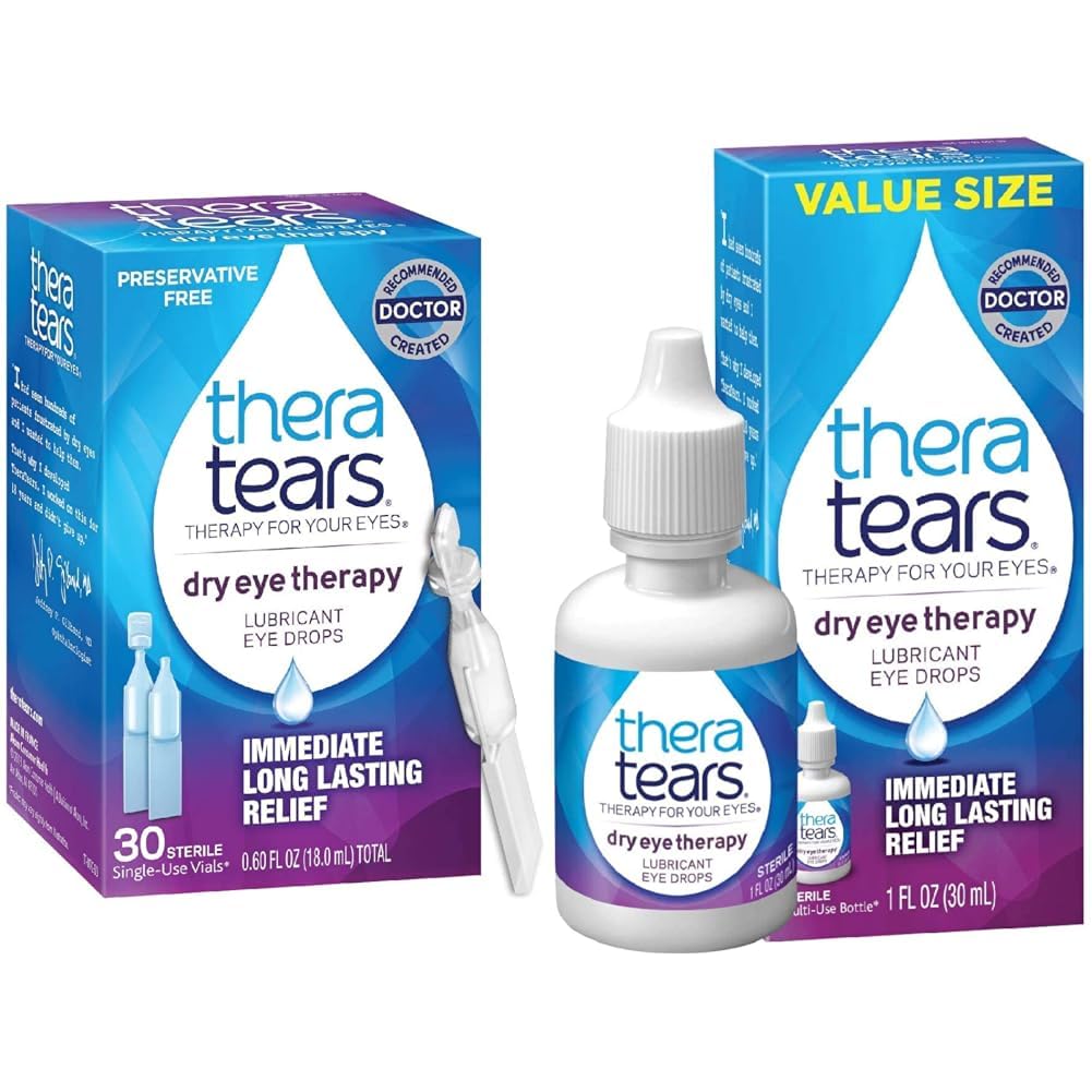 TheraTearsは乾いた目のための目療法の潤滑油の目低下を、防腐剤の自由な目低下、30の単一使用のガラスびん及び乾燥した目の療法の目の低下乾燥目、1.0 Fl Oz
