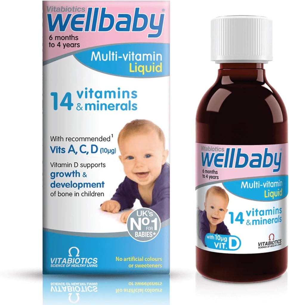 Vitabiotics Wellbabyマルチビタミン液 - 乳児と赤ちゃんの年齢のための免疫システムマルチビタミン6ヶ月から4年 - 150mL