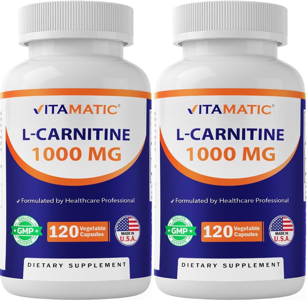 Vitamatic Lカルニチンのフルマレート1000のmg - 120の野菜カプセル(2本のびん)