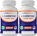 Vitamatic Lカルニチンのフルマレート1000のmg - 120の野菜カプセル(2本のびん)