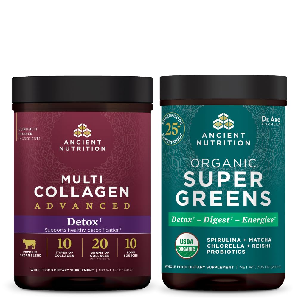 古代栄養多コラーゲンの高度の粉の清潔及びDetoxのUnflavored、36のサービング+有機性SuperGreensの粉、緑の味の味、25のサービング