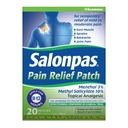 Salonpas 痛みの軽減パッチ、20 カウント (パッケージ 1)、最大 12 時間 軽度の痛み、背痛、痛み、筋肉、捻挫、ブルースへの一時的な救済