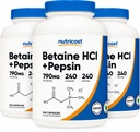 NutricostはHCl + Pepsin 790mg、240のカプセル、3本のびん(720のカプセル)を達成します