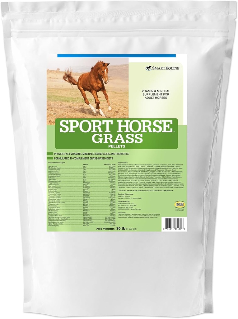 スポーツ草の餌 | 馬のプロバイオティクス, プレバイオティクス, ビタミン & ミネラル, 馬のビタミン E サプリメント Athlete Equines | 筋肉サポートのためのアミノ酸を提供 | 30 ポンド袋