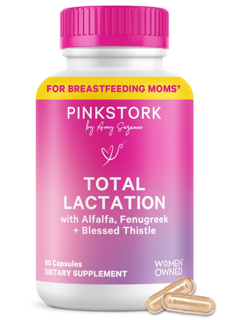 ブリストミルクの供給、有機フェヌグリークおよびアルファルファのためのピンクのストークの総乳液の補足 Breastfeeding、ミルクの流れおよび生産、産後のエッセンシャル - 60カプセル