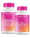 ピンクストークプレミアムプレナタルデュオ:プレミアムプレナタルビタミン+ DHA、女性のためのプレナタルプロバイオティクス、オメガ3 +フィッシュオイル、DHAとフォリック酸のプレナタルビタミン、女性用