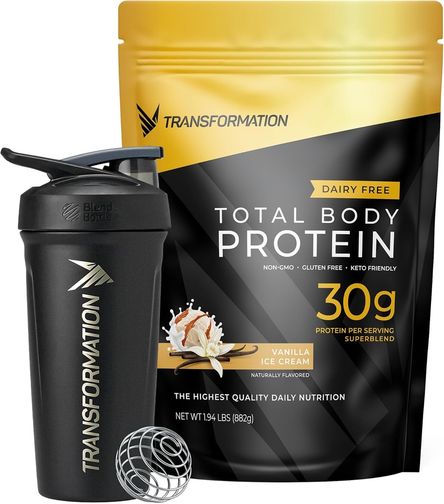 Transformation Vanilla Protein Powder & Performance Insulated Shaker Bottle | 30G Multi-Protein Superblend | Collagen Peptides, Egg White & Plant Blend | MCT Oil | BCAA Amino Acids