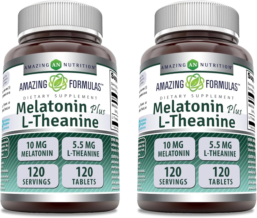 アメイジングフォーミュラ メラトニン10 Mg Plus L-テアニン5.5 Mgサプリメント | 120錠 | ノンGMO | グルテンフリー | アメリカ製 | 2パック