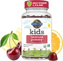 Garden of Life Kids Immune Support Gummies with Vitamin C, D as D3 & Zinc for 3-in-1 Daily Children’s Immunity – Organic, Non-GMO, Gluten-Free, Vegetarian, Sugar Free, Cherry Flavor, 30 Day Supply