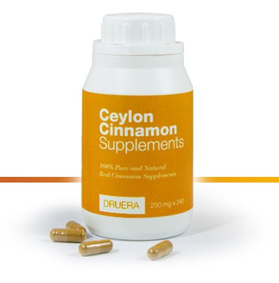 Dru Era Ceylon Cinnamonは250mg x 240カプセルを100%のAlba Ceylon Cinnamonの粉及びDRUERAによるCeylonから出荷します (1)