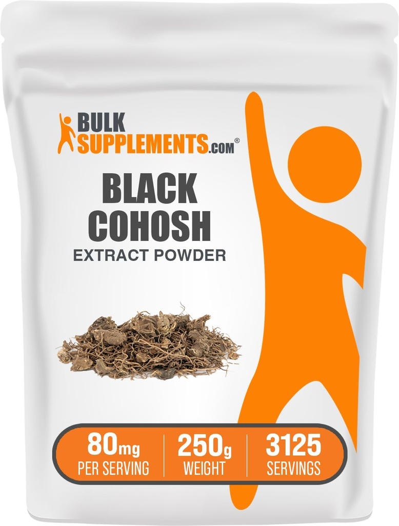 BulkSupplements.comブラックコホッシュエキスパウダー - ブラックコホッシュルート、ハーブサプリメント - ビーガン&グルテンフリー、サービングあたり80mg、250g(8.8オンス)(パッケージ1)