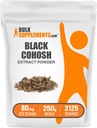 BulkSupplements.comブラックコホッシュエキスパウダー - ブラックコホッシュルート、ハーブサプリメント - ビーガン&グルテンフリー、サービングあたり80mg、250g(8.8オンス)(パッケージ1)