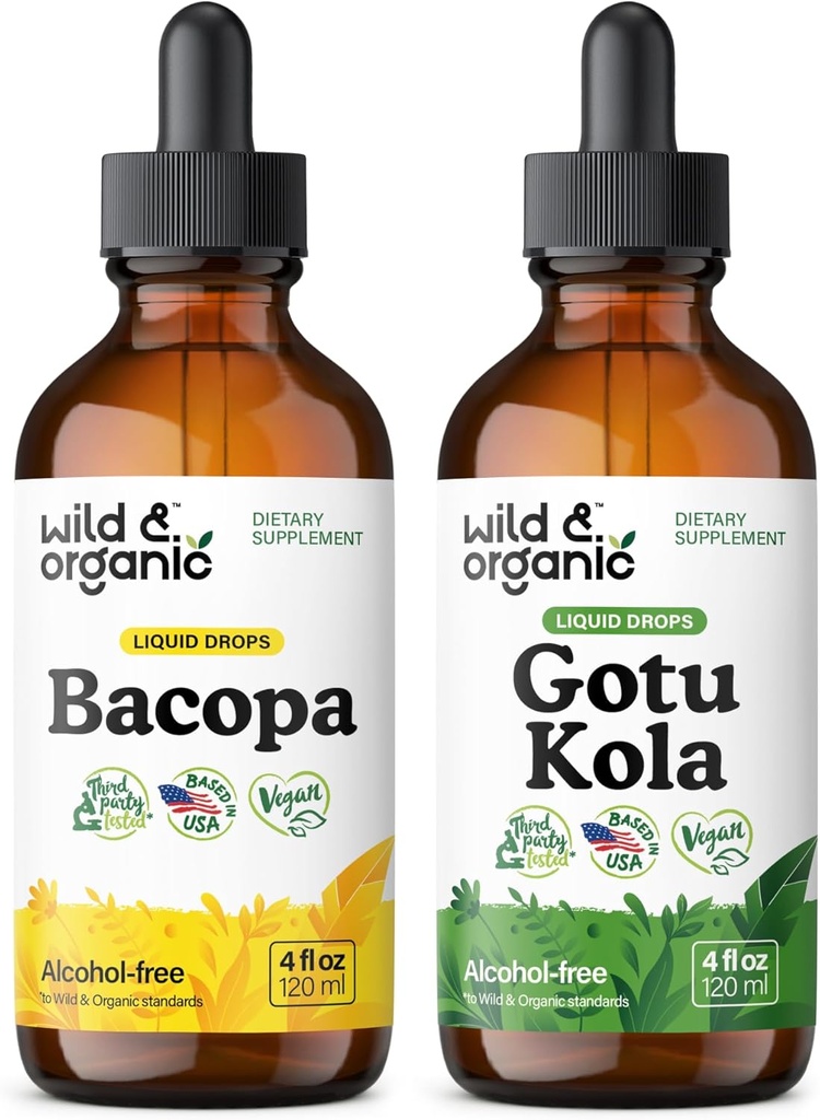 ワイルド&オーガニックBacopa Tincture 4 fl oz & Gotu Kola Tincture 4 fl oz