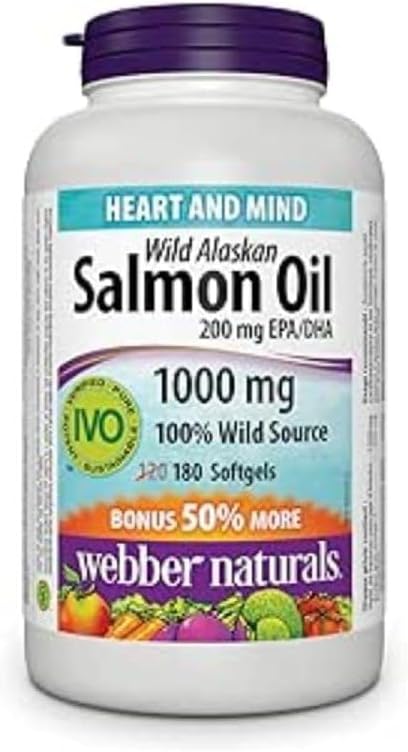 Webber NaturalsワイルドアラスカサーモンオイルSoftgel、200mg 180カウント