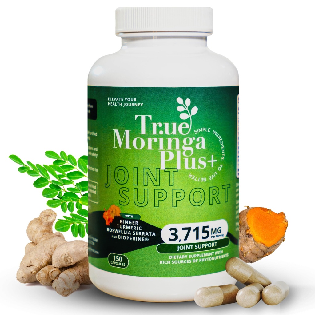 真のMoringa Plus+の共同サポート補足10:1のエキス  有機Moringa、ターメリックCurcumin、ジンジャー、Boswellia、BioPerineの20,000mg大人の余分強さの草の酸化防止剤(150のカプセル)
