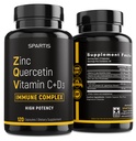 ビタミンCのビタミンD3のBromelainの免疫力サポートが付いている亜鉛ケルセチン500mg SPARTISによる高い効力のケルセチン亜鉛補足ZQV (120-Capsの1本のびんのパック)