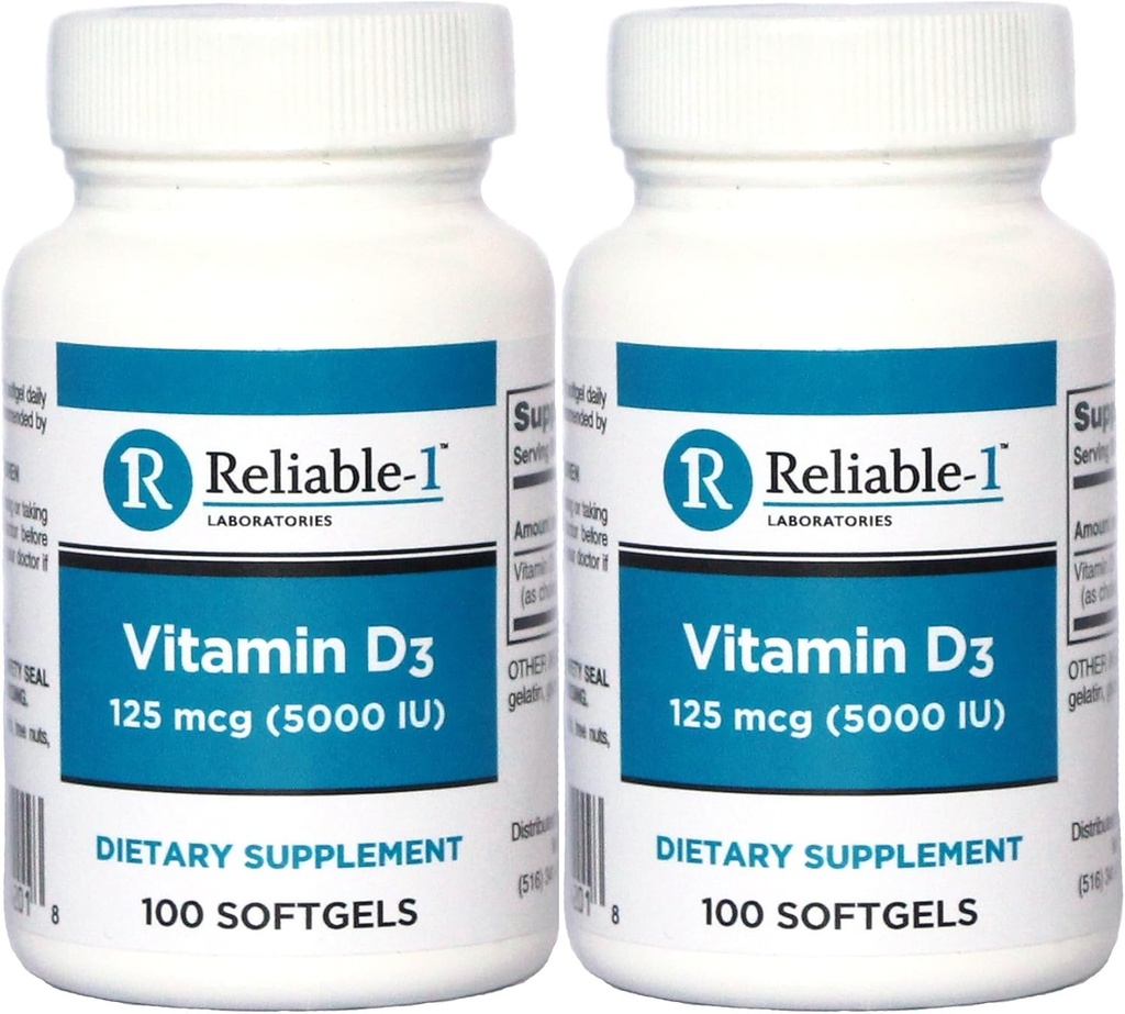 ビタミンD3の高い効力2のびんのパックごとの5000 IU 100のSoftgels