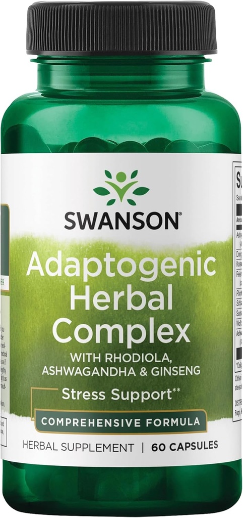 Swanson Rhodiola AshwagandhaのGinsengの複雑なエネルギー 免疫機能神経系ストレス サポート適応性のハーブの補足60のカプセル