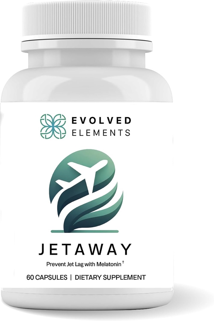 JetAway – 自然睡眠サポート サプリメントとバイオ発酵メラトニン - ジェットラグサポート - アレルギー対応、ジェットラグなし(60カプセル)