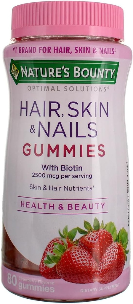 Nature's Bounty Optimal Solutions Hair, Skin and Nails Gummies, 80 ea (パッケージ 2)