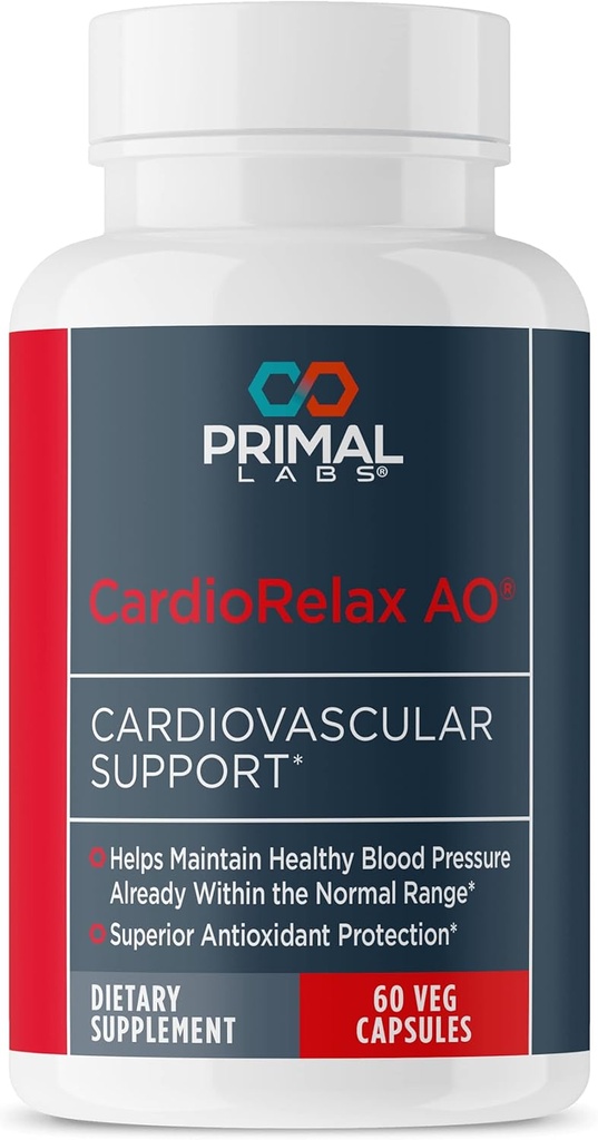 Primal Health CardioRelax AO - Coenzyme Q10フォーミュラ、バイオペリン+オリーブリーフエキス - 60カプセル